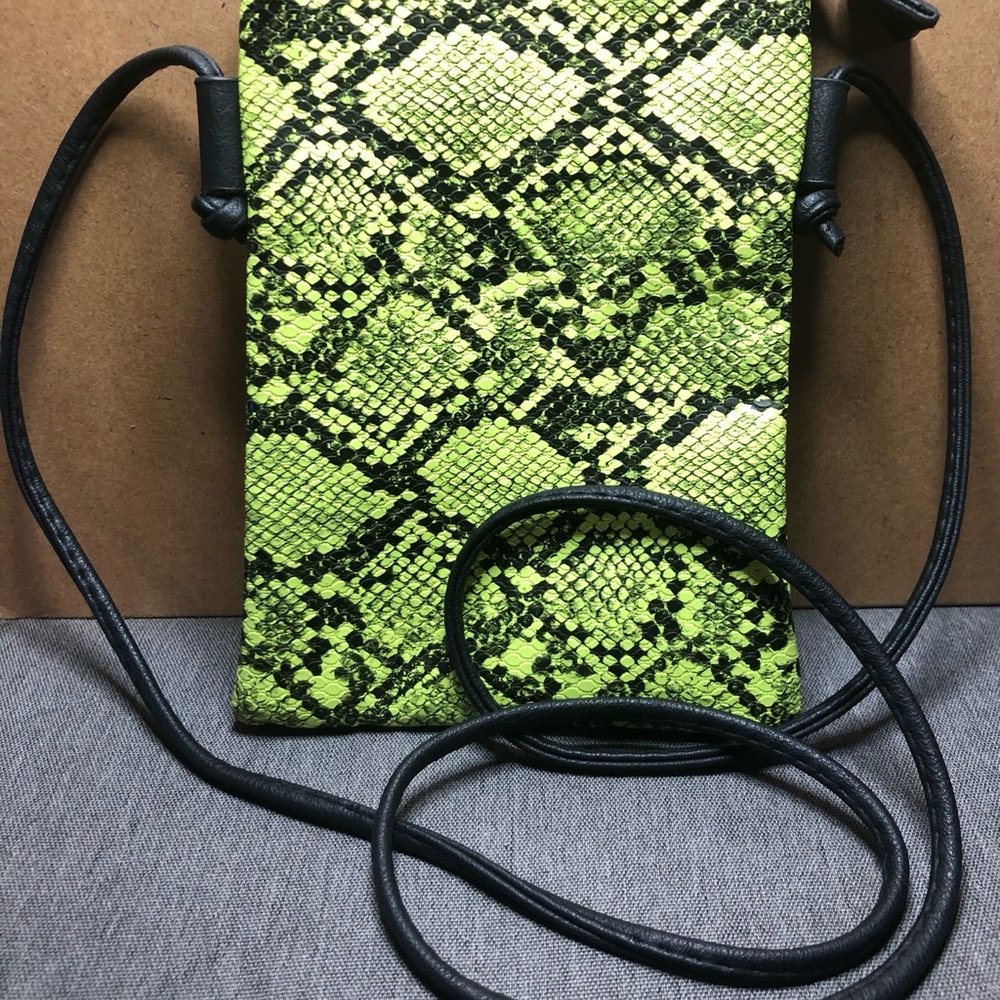 Lime Snake Print Crossbody Bag